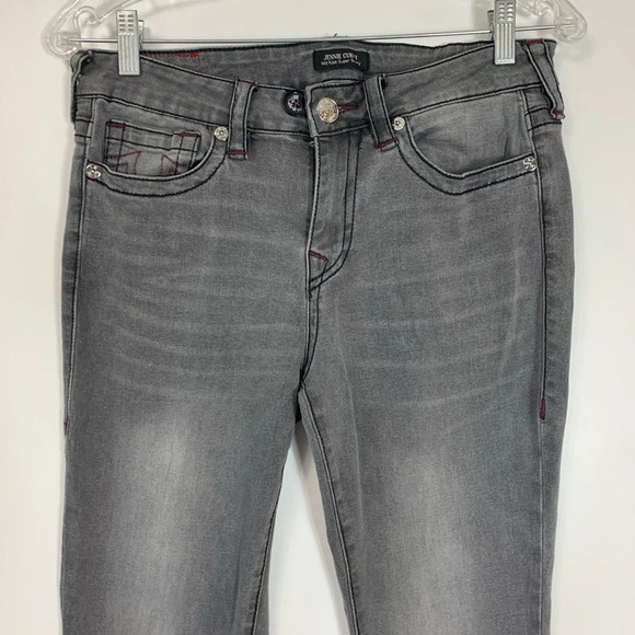 True Religion Jennie Curvy Jeans Women's 28 Gray  Denim Mid Rise Skinny Raw Hem - Picture 3 of 15